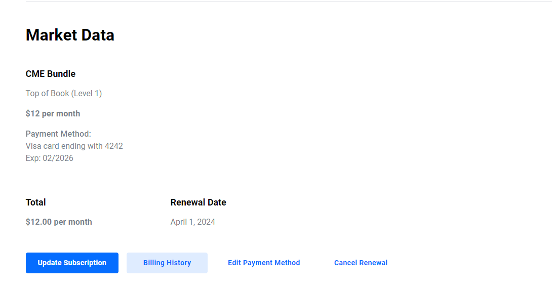How can I see which data feeds I am subscribed to? Tradovate LLC